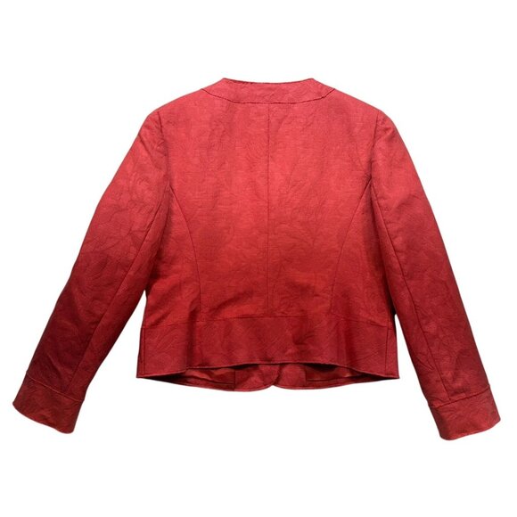 Talbots Womens Textured Jacket Size 12 Red Orange Italian Fabric Button Front - Picture 9 of 12